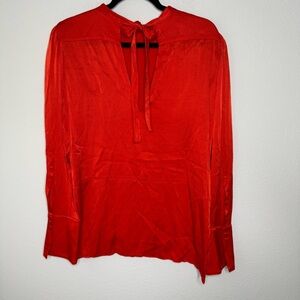 Nordstrom Treasure & Bond Something Navy Long Sleeve Red Blouse Size Small